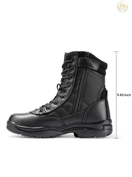Men\'s Ankle-High Leather Military Tactical Boots with Side Zipper main image 6